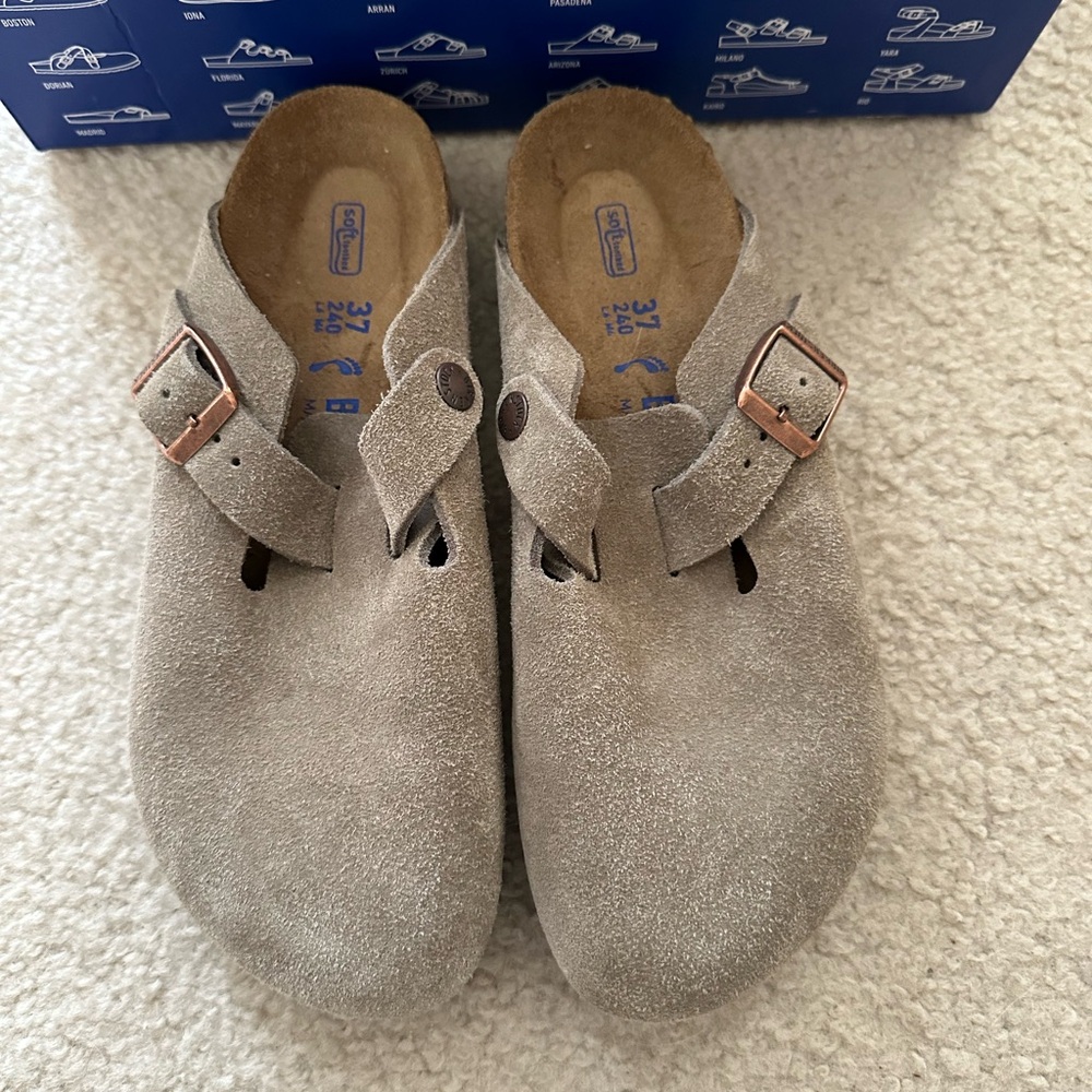 Birkenstock Boston Clog Taupe Suede